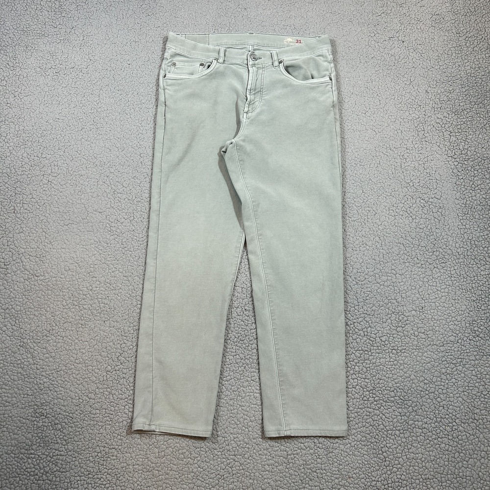 Faherty Pants Terry 5 Pocket Mens‎ Size 31 x 27 Green Logo Cotton Mid Rise